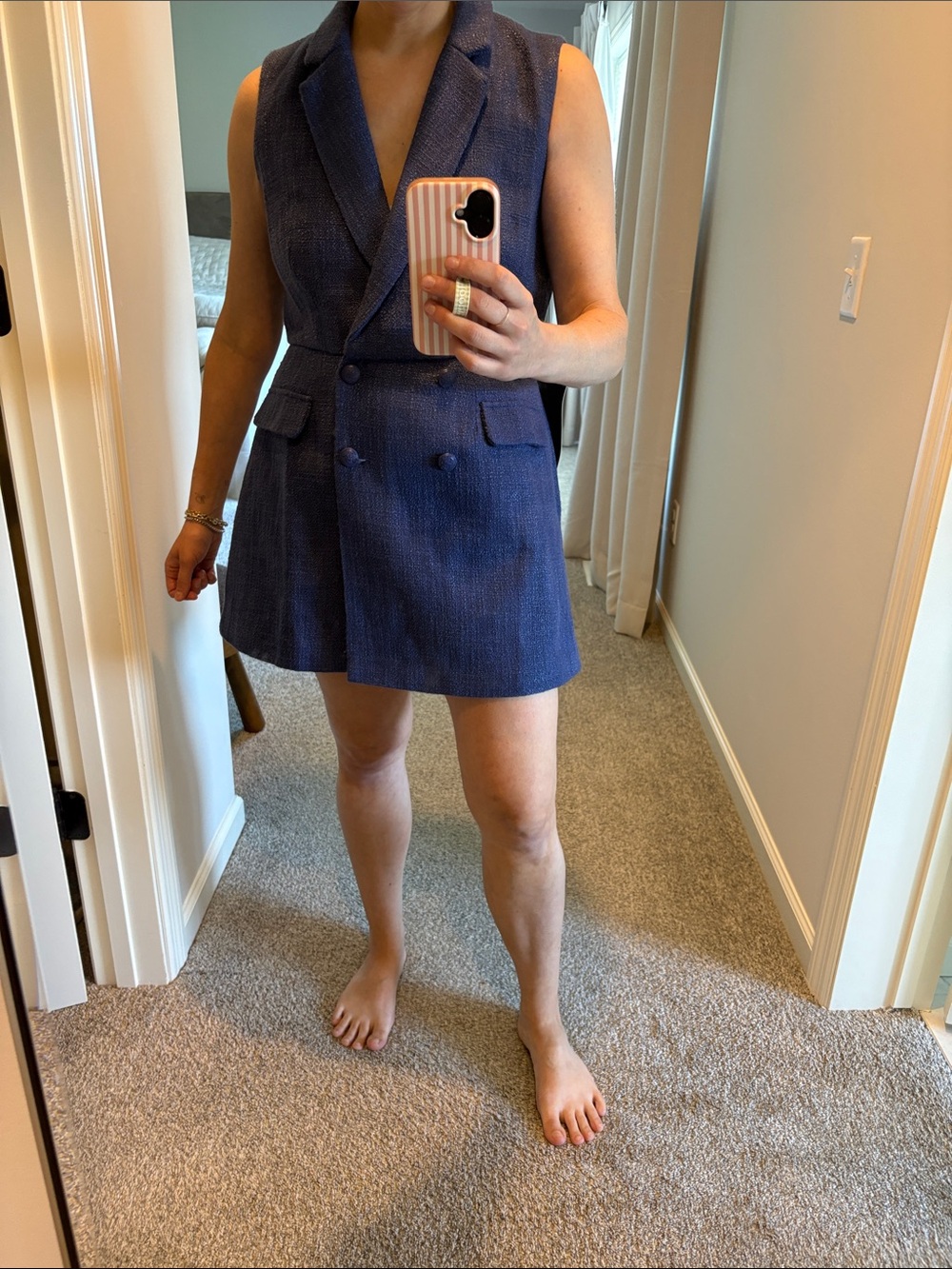 Sleeveless Double-Breasted Navy Blazer Romper - new with tags